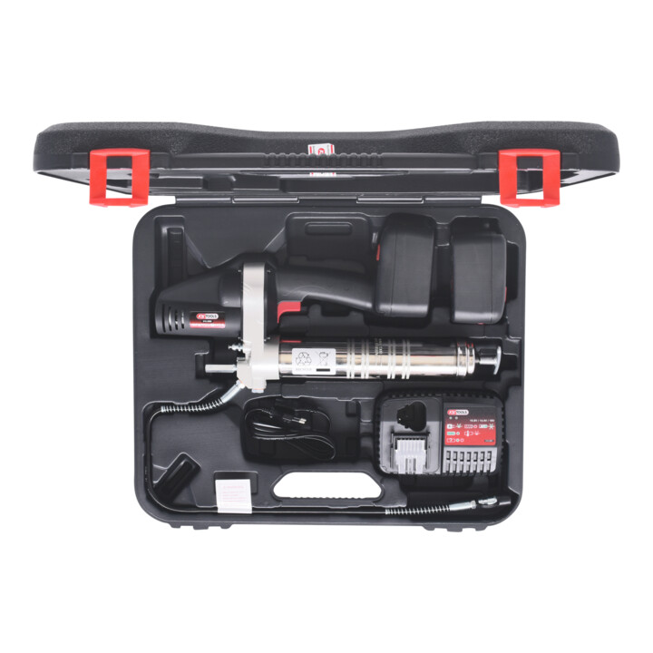 KS Tools Pompe à graisse sur batterie 400 ml, 420bar, 18V, avec 2 batteries et chargeur