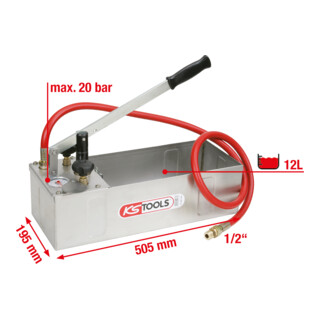 KS Tools Pompe d'épreuve, Inox, 12 litres