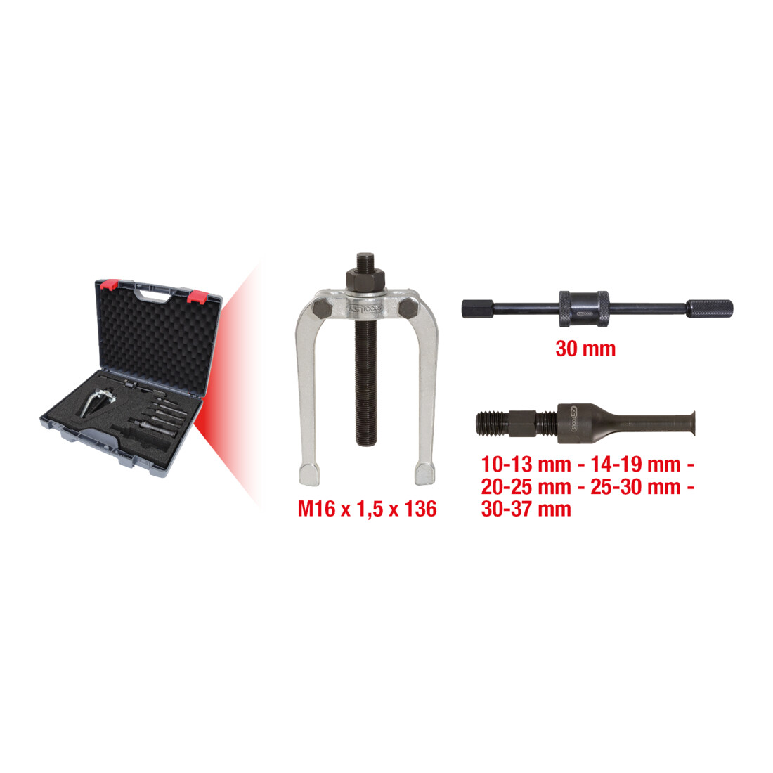 KS Tools Präzisions-Innen-Auszieher-Satz Ø 10-37mm, 7-teilig