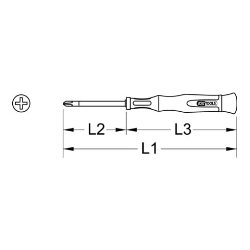 KS Tools precisie mechanische schroevendraaier, PH00 x 2,0 mm