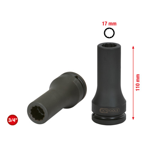 KS Tools Prise de courant 3/4" multi-dents, longue, 17mm