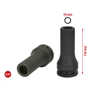 KS Tools Prise de courant 3/4" multi-dents, longue, 19mm