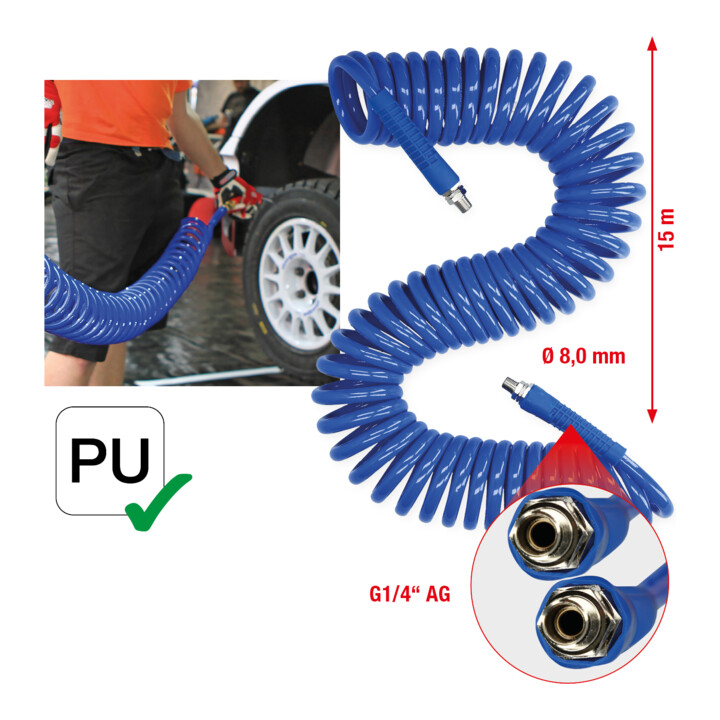 KS Tools PU perslucht spiraalslang Ø 8mm