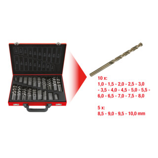 KS Tools Punte elicoidali HSS-G Co 5, 170pz., 1-10mm