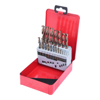 KS Tools Punte elicoidali HSS-G Co 5, cassetta in lamiera d'acciaio, 19pz., 1-10mm