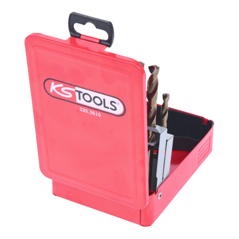 KS Tools Punte elicoidali HSS-G Co 5, cassetta in lamiera d'acciaio, 19pz., 1-10mm