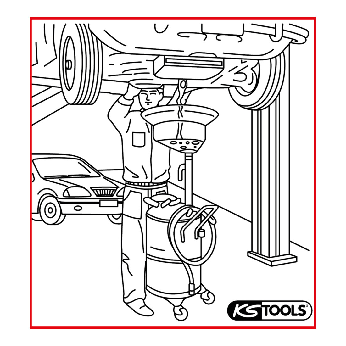 KS Tools Raccoglitore mobile olio esausto, 60L