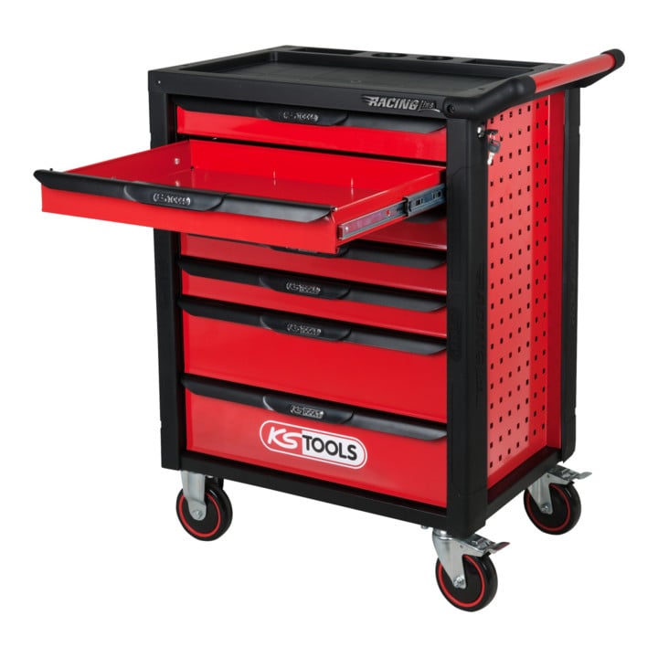 KS Tools RACINGline SCHWARZ/ROT Werkstattwagen mit 7 Schubladen