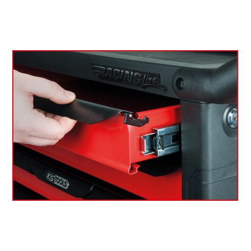 KS Tools RACINGline SCHWARZ/ROT Werkstattwagen mit 7 Schubladen und 215 Premium-Werkzeugen
