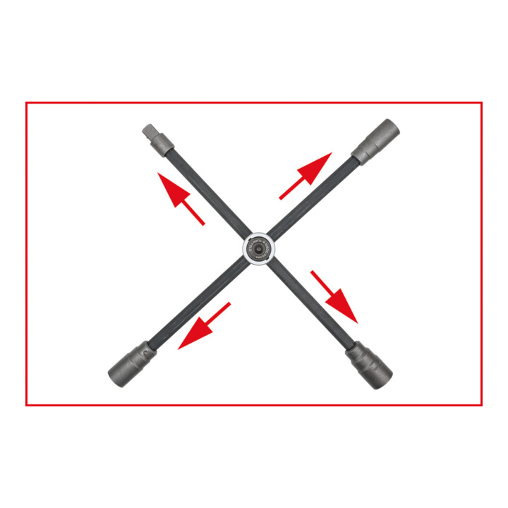 KS Tools Radkreuzschlüssel mit Gleitgelenk f.PKW,3/4"x24x27x32mm