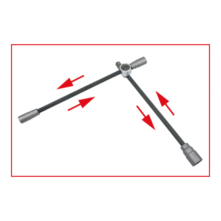 KS Tools Radkreuzschlüssel mit Gleitgelenk f.PKW,3/4"x24x27x32mm