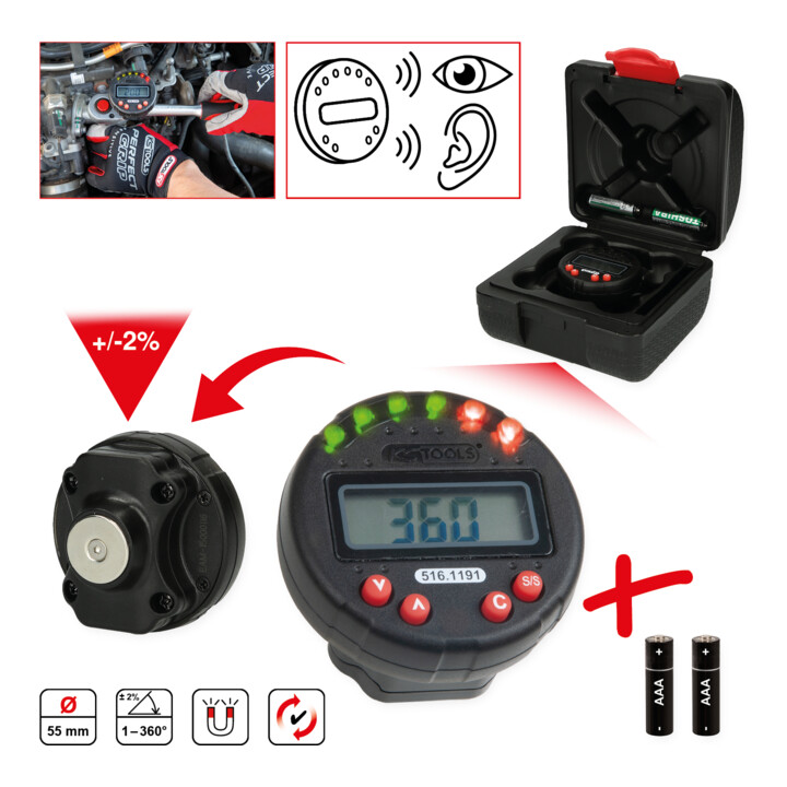 KS Tools Rapporteur d’angle numérique avec aimant, Ø 55,0 mm