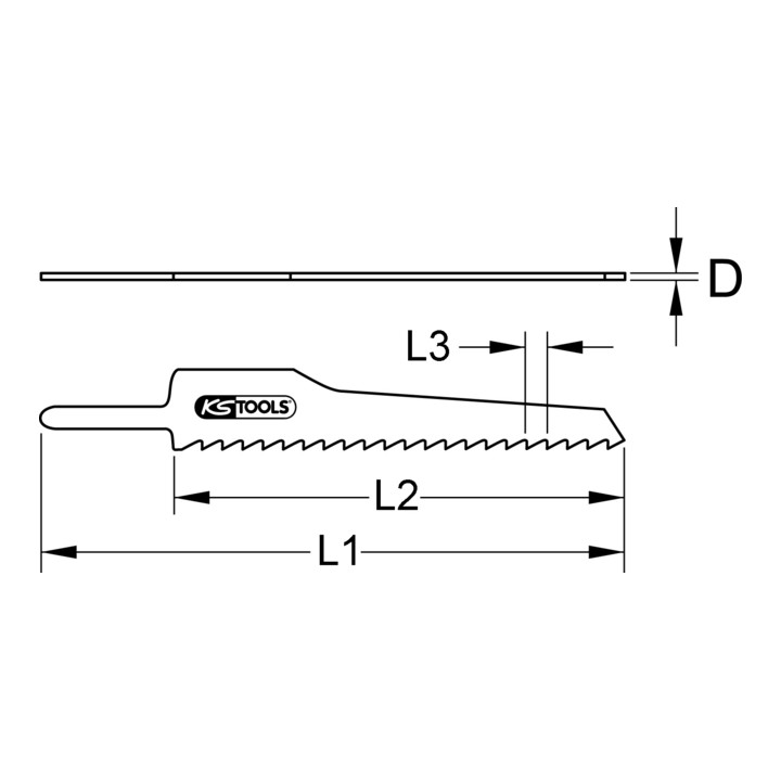 KS Tools reciprozaagblad gebogen snede, CV, 150mm, 4.2mm, set van 5