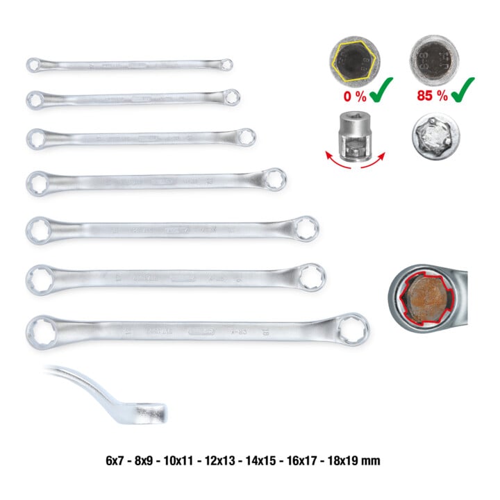 KS Tools RESCUEpower Doppel-Ringschlüssel-Satz, gekröpft 7-tlg 6-19mm
