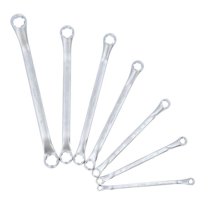 KS Tools RESCUEpower Dubbele ringsleutelset, tweezijdig gebogen, 7-dlg 6-19mm