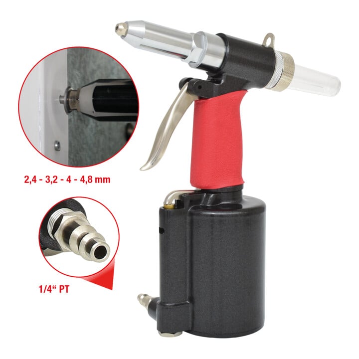 KS Tools Riveteuse pneumatique, 2,4-3,2-4-4,8mm
