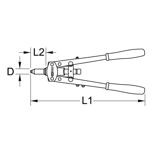 KS Tools Rivettatrice manuale a braccio lunga, 410mm