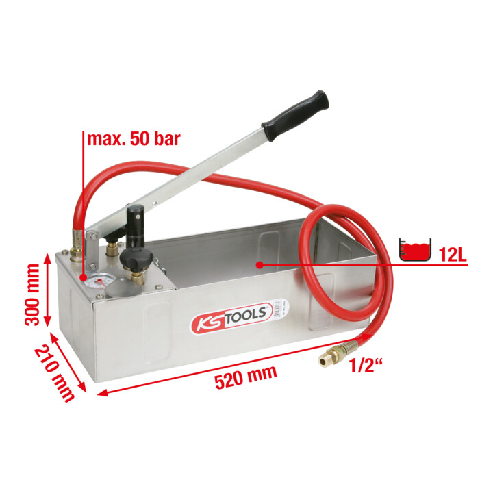 KS Tools roestvrij stalen druktest pomp, 12 liter