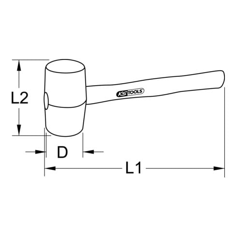 KS Tools rubberen hamer met essen steel