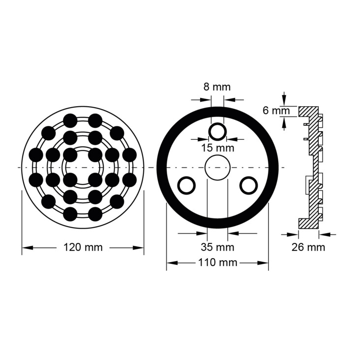 KS Tools Rubberschotel 16 voor Ravaglioli hefbruggen, Ø 120 mm
