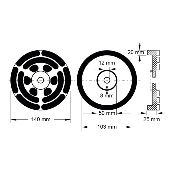 KS Tools Rubberschotel 20 voor OMCN hefbruggen Ø 140 mm