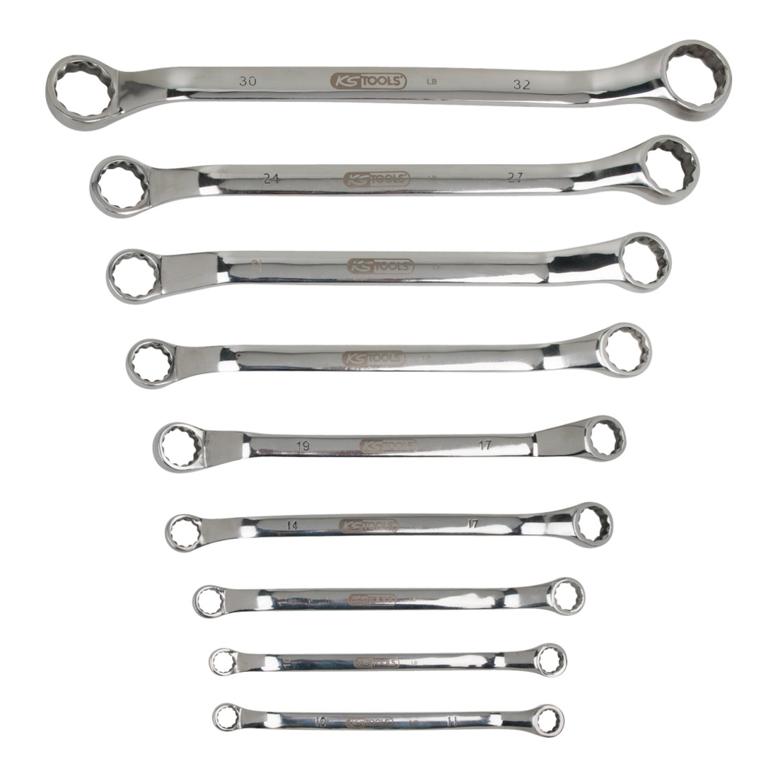 KS Tools RVS dubbele dopsleutelset, gekarteld, 9-delig