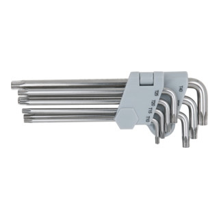 KS Tools RVS haakse steeksleutel TX met asgat, lang, 7-delig
