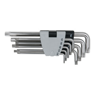 KS Tools RVS haakse steeksleutel TX met asgat, lang, 9-delig