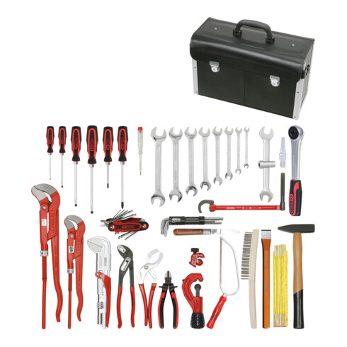 KS Tools sanitair-basis gereedschap set, in leren etui, 34 delig