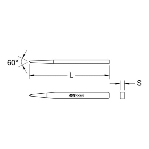 KS Tools Scalpello a punta per piastrelle, 4 lati