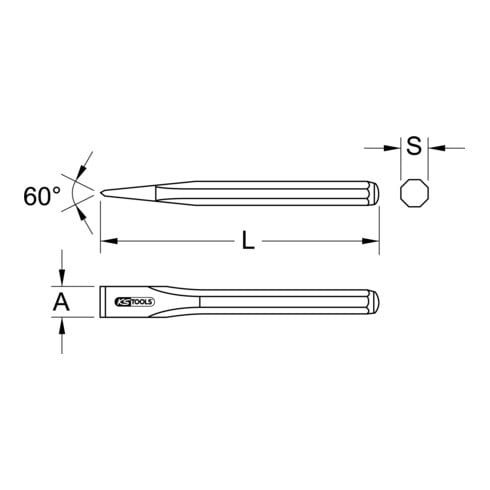 KS Tools Scalpello da elettricista, ottagonale