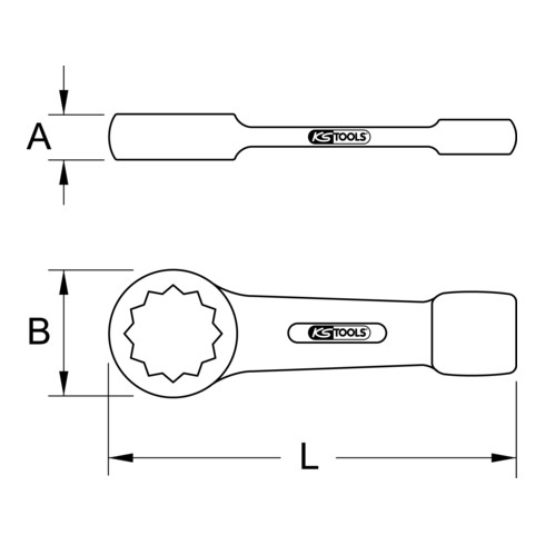 KS Tools Schlag-Ringschlüssel, tief, 32mm