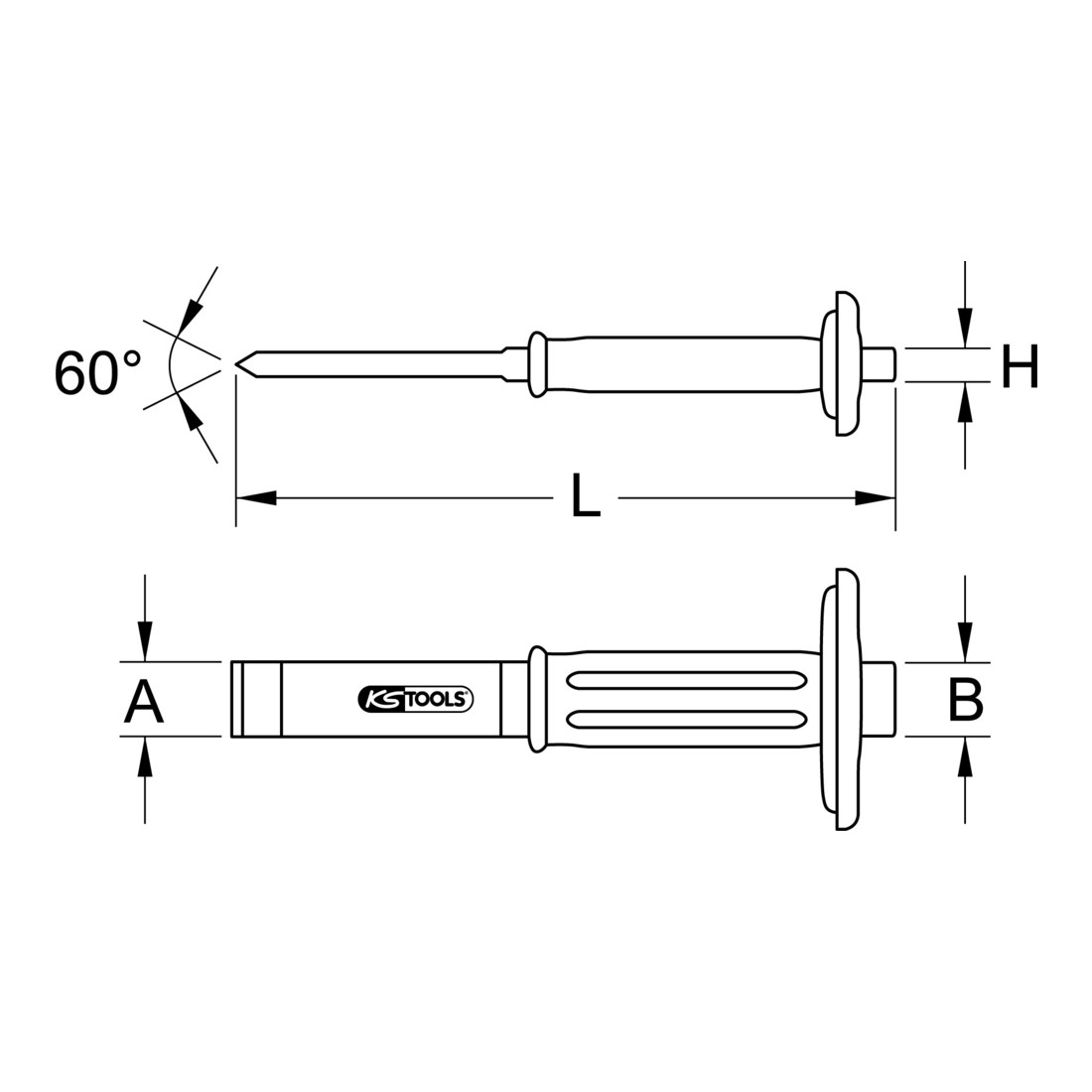 KS Tools Schlitzmeissel mit Handschutzgriff, 240mm