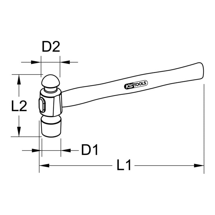 KS Tools Schlosserhammer, englische Form, 340 g