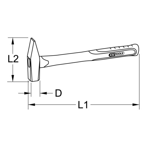 KS Tools Schlosserhammer mit Stahlrohr-Stiel