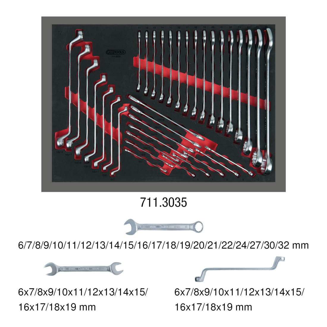 KS Tools Schlüssel-Satz, 35-tlg., 1/1 Systemeinlage