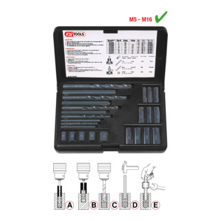 KS Tools schroefdraadafnameset, 25-delig.