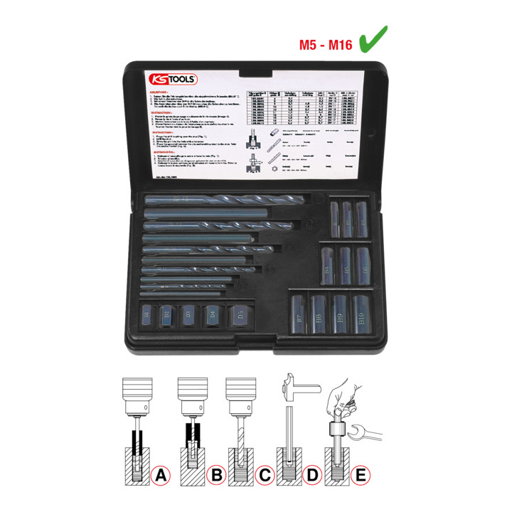 KS Tools schroefdraadafnameset, 25-delig.