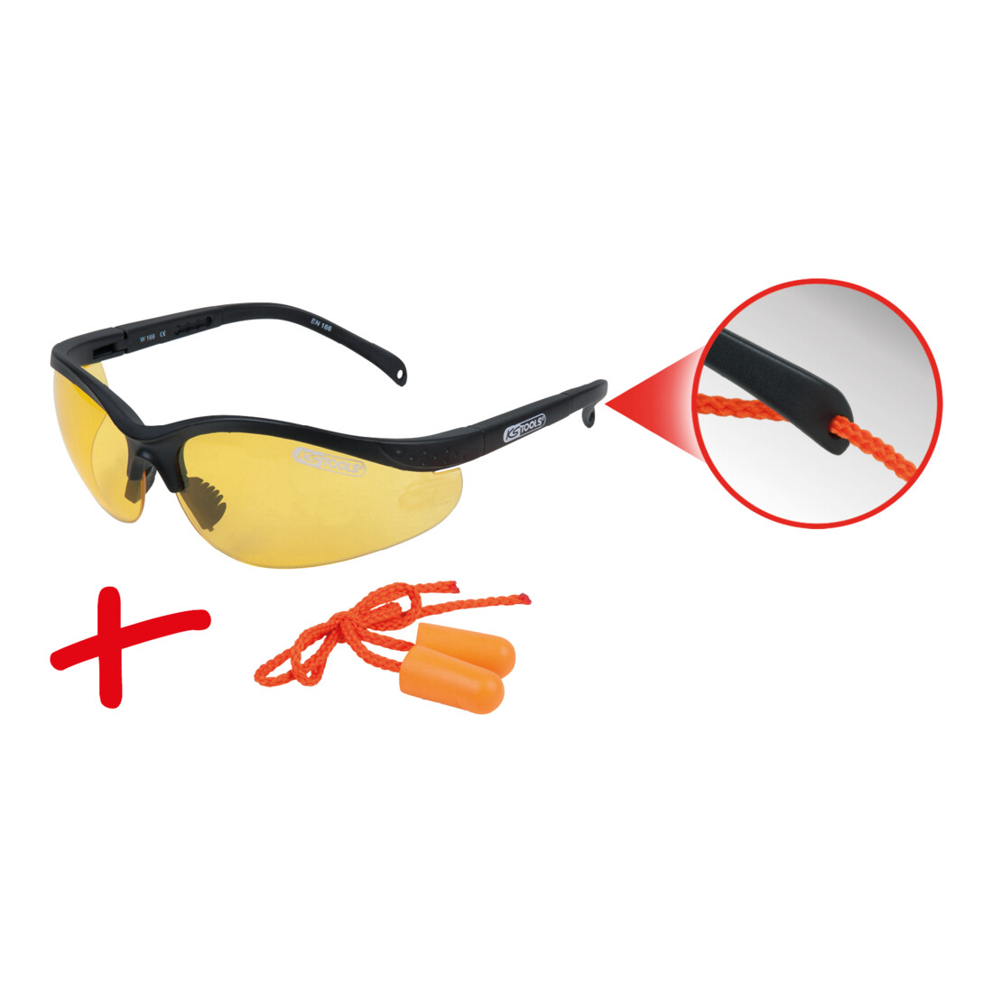 KS Tools Schutzbrille-gelb, mit Ohrstöpsel