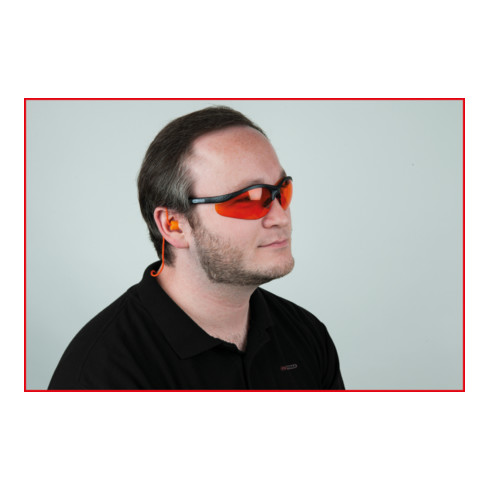 KS Tools Schutzbrille-orange, mit Ohrstöpsel