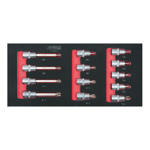 KS Tools SCS 1/2" bit doppenset XZN, 13 stuks in 1/3 systeem insteek
