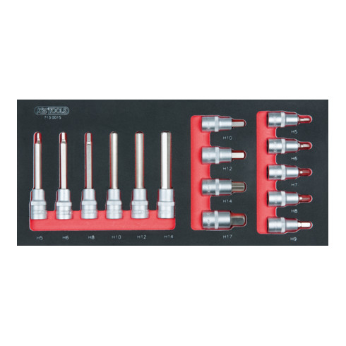 KS Tools SCS 1/2" Bit-Stecknuss-Satz, 15-teilig in 1/3 Systemeinlage