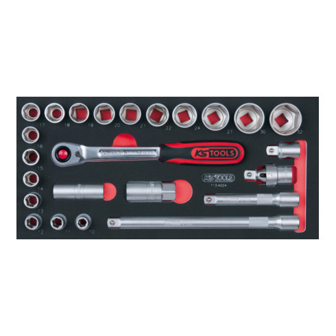 KS Tools SCS 1/2" dopsleutelset, 24 stuks in 1/3 systeem insteek