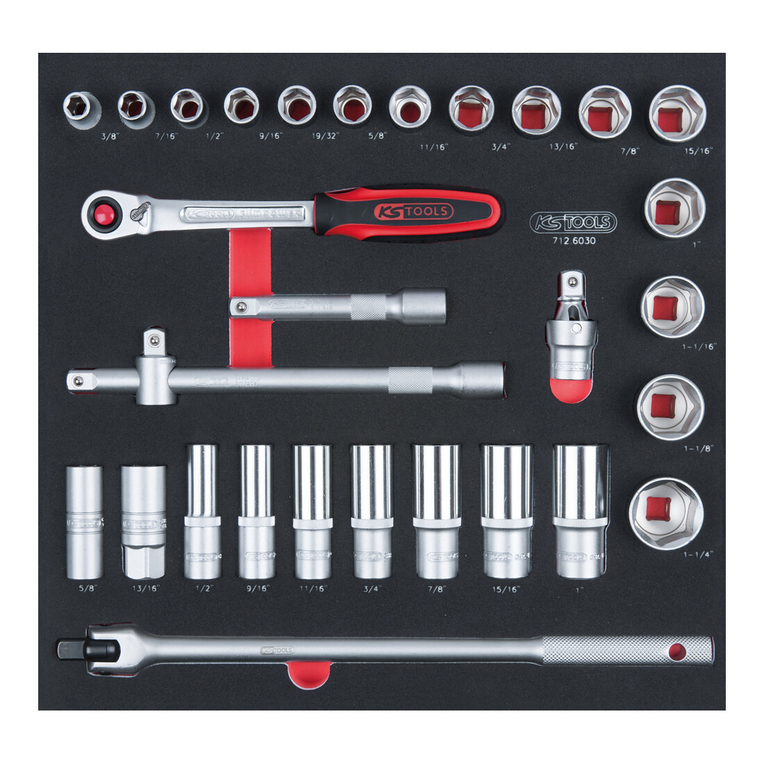 KS Tools SCS 1/2" Module de douilles, 30 pcs., modules système 2/3