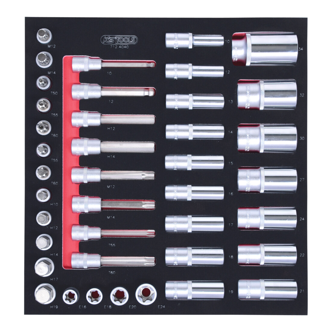 KS Tools SCS 1/2" Module de douilles, 40 pcs., modules système 2/3