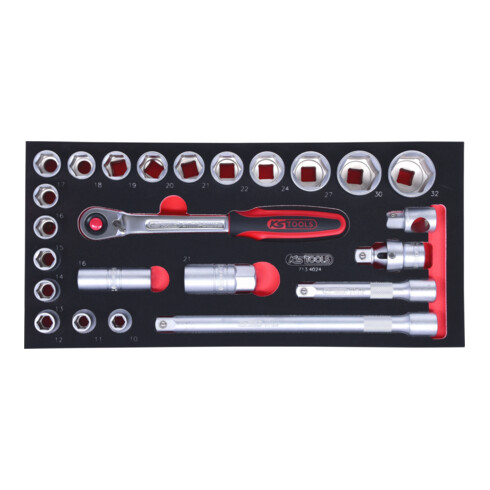 KS Tools SCS 1/2" Steckschlüssel-Satz, 24-teilig in 1/3 Systemeinlage
