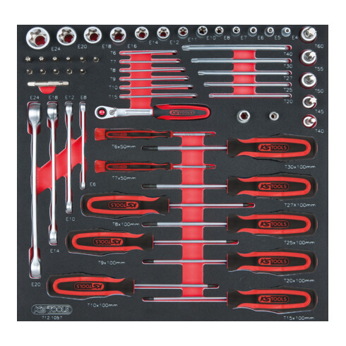 KS Tools SCS 1/2" TX dopsleutelset, 57-delig in 2/3 systeeminzet