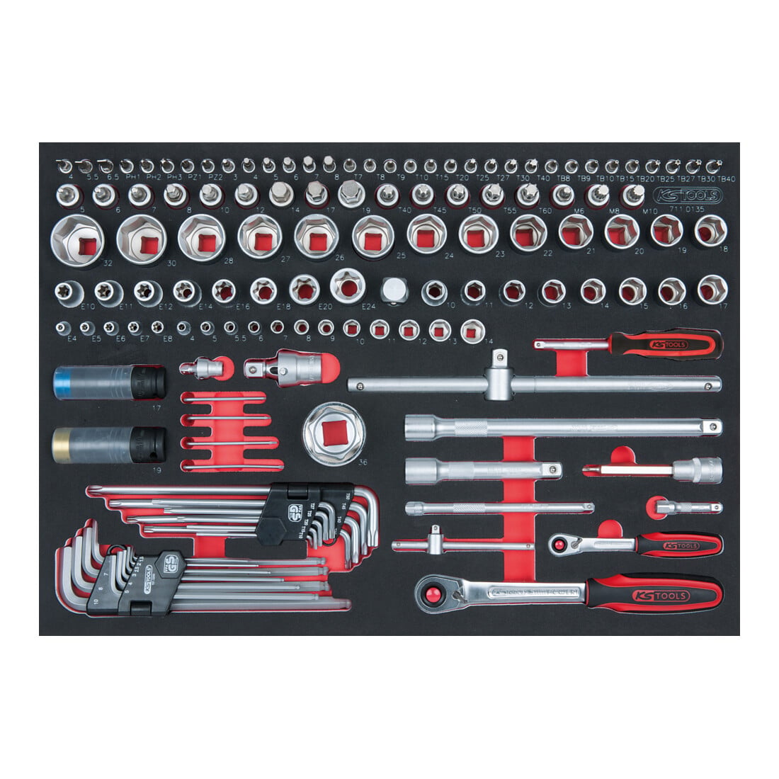 KS Tools SCS 1/4"+1/2" Module de douilles, 135 pcs., modules système 1/1