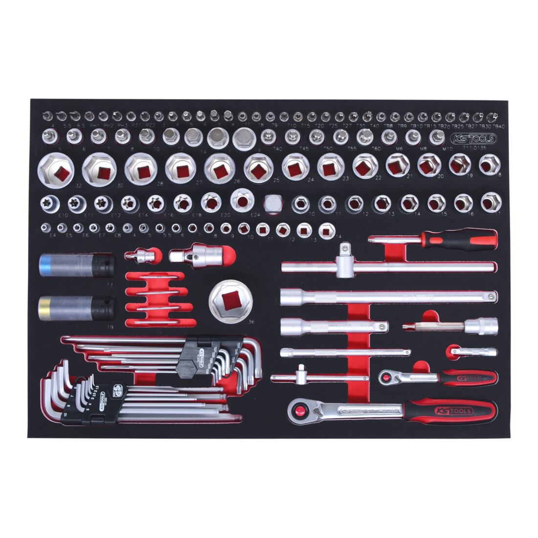KS Tools SCS 1/4"+1/2" Module de douilles, 135 pcs., modules système 1/1