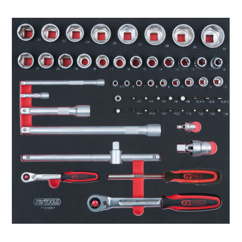 KS Tools SCS 1/4"+1/2" Steckschlüssel-Satz, 57-teilig in 2/3 Systemeinlage